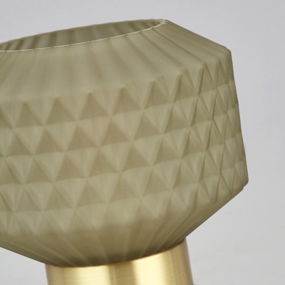 image 1 of Zina Sage Green & Brass Glass Table Lamp