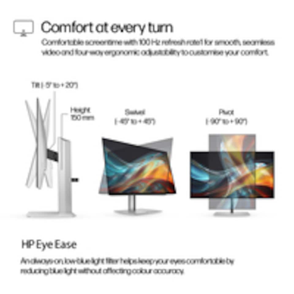 image 1 of HP Series 7 Pro 23.8 inch FHD Monitor - 724pf, 60.5 cm (23.8"), 1920 x 1080 pixels, Full HD, LCD, 5 ms, Black, Silver | Black | Black, Silver | 52.7 cm