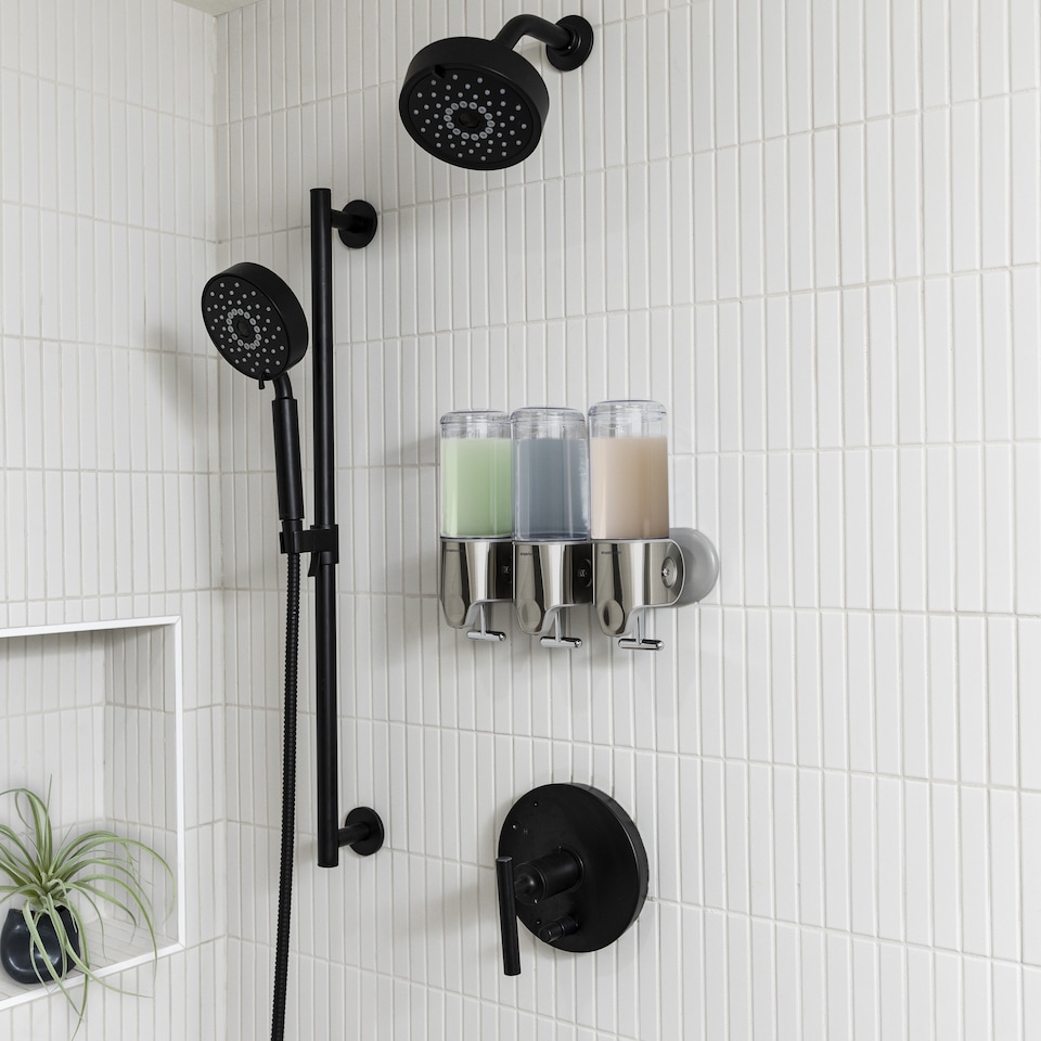 image 1 of Simplehuman 444ml Single Wall Mounted Soap Dispenser Pump for Shampoo, Conditioner, Shower Gel, Bathrooms, Brushed Stainless Steel