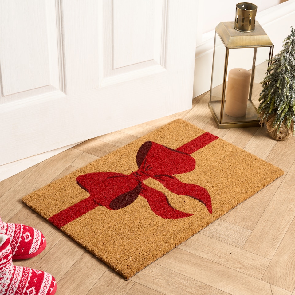 image 1 of OHS Bow Print Non Slip Coir Mat Doormat Rug