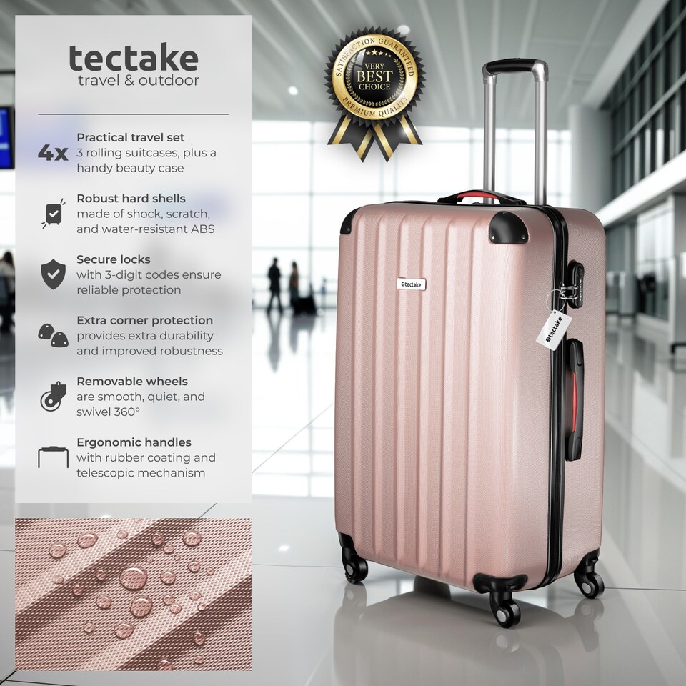 image 1 of Suitcase Set Cleo - 3 suitcases, 1 beauty case, including luggage scales and tags | Gold | rose gold | 1