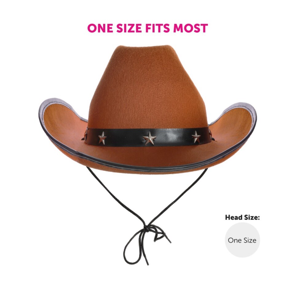 image 1 of Brown Studded Cowboy Hat & Red Paisley Bandana | Multi | 12