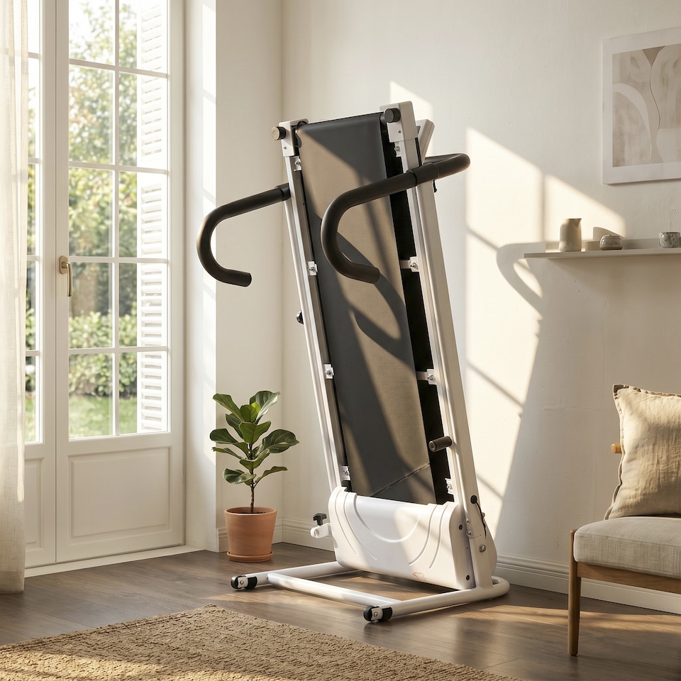 image 1 of HOMCOM 1-10Km/h Folding Treadmill Home Running Fitness Machine w/ Safety Stopper
