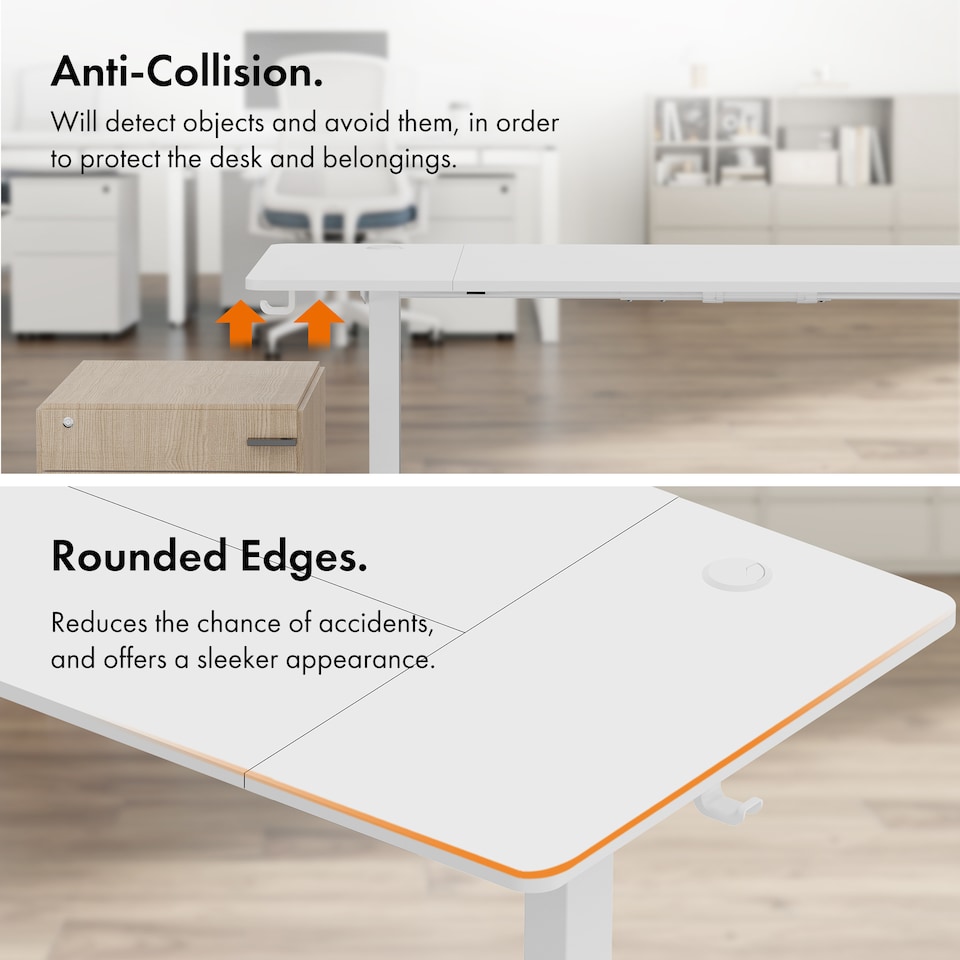 image 1 of Vonhaus White Height Adjustable Standing Desk 140x60cm