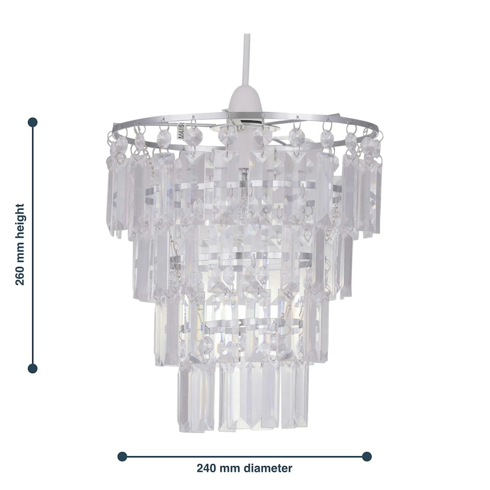 image 1 of First Choice Lighting Set of 2 Clear Acrylic 4 Tier Easy Fit Light Shades Clear | Chrome
