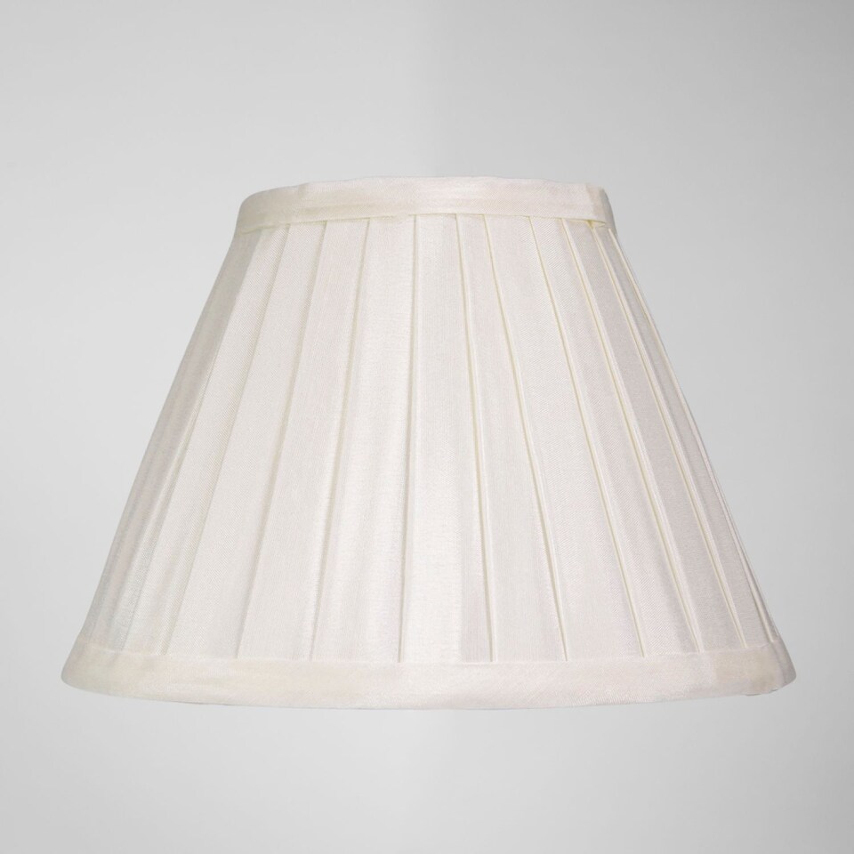 image 1 of Traditional Classic Cream Faux Silk Pleated Inner Lined Lamp Shade - 8" | Cream | Cream | 1