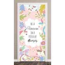 Be A Unicorn In A Field Of Horses Pastel Flowers Door Cover PVC Party Sign Decoration 66cm x 152cm
