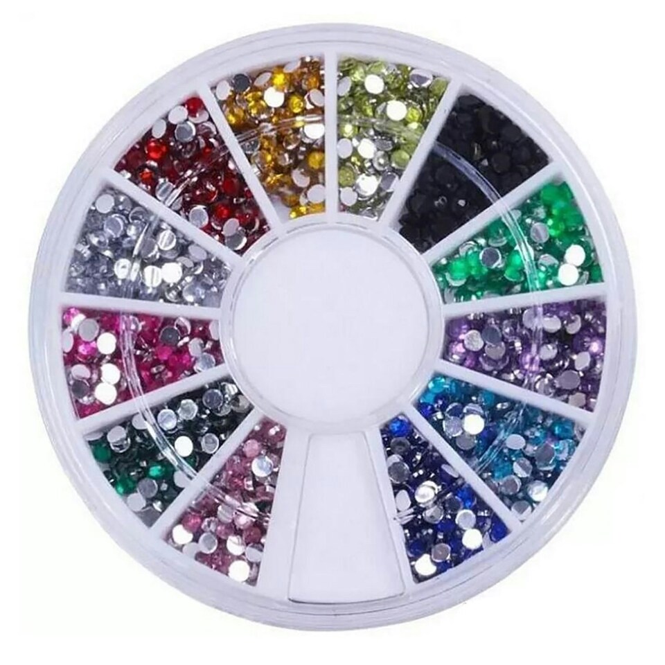 image 1 of Oypla Nail Manicure Art Design Decoration Detail Gems Crystal Rhinestones Studs Kit Multi