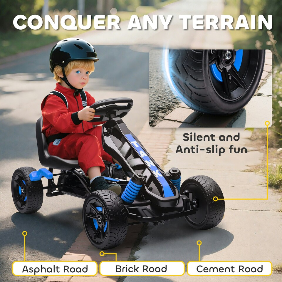image 1 of AIYAPLAY Pedal Go Kart with Freewheel System, for Ages 3-6 Years, Blue