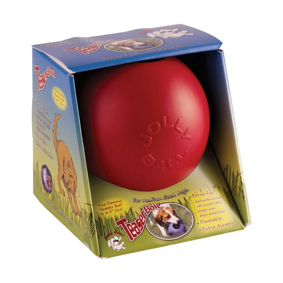 image 1 of Horsemens Pride Jolly Ball Teaser Dog Toy - Red - 6in