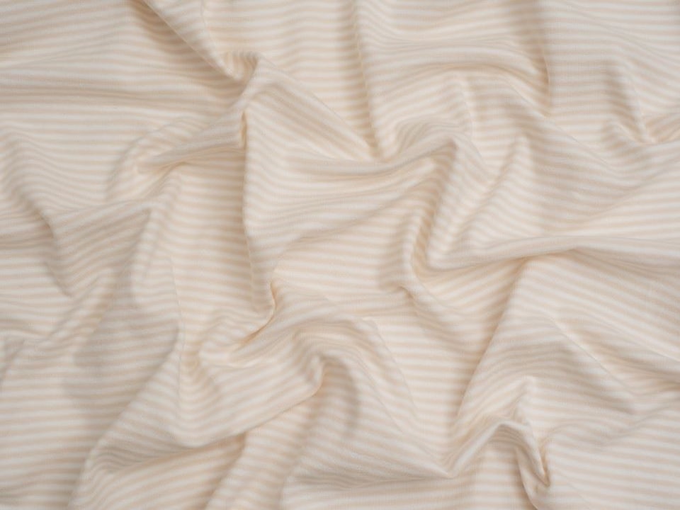 Minerva Core Range Cream Baby Soft Yarn Dyed Cotton Jersey Stretch Knit Fabric for Dressmaking, 150cm / 59" Wide - per metre