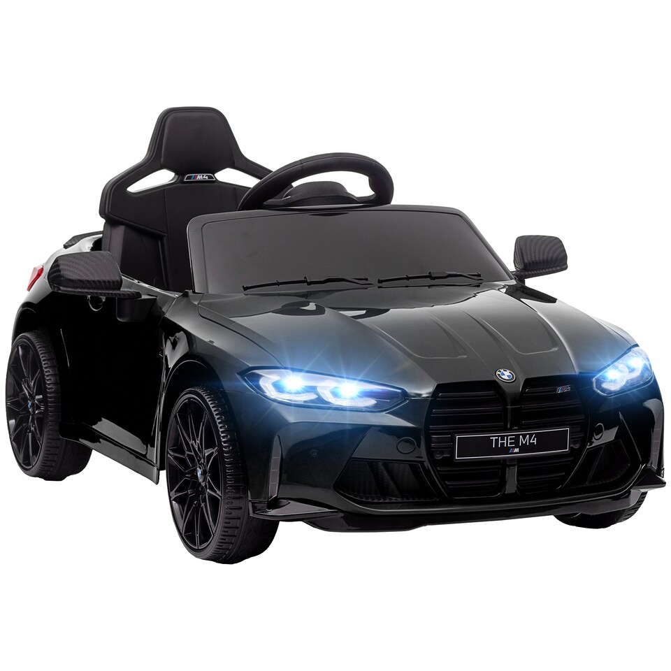 image 1 of AIYAPLAY BMW M4 Licensed Electric Car for Kids, 12V Kids Electric Ride on with Remote Control, Suspension, Music, Horn, LED Lights, for Ages 3-5 Years, Black