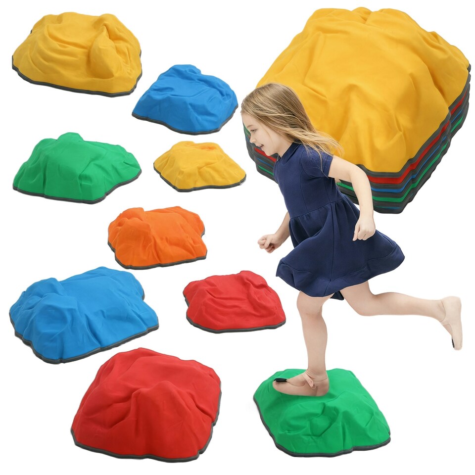 image 1 of AIYAPLAY Balance Stepping Stones, 9-Piece Balance Stones for Kids, Ages 3-8
