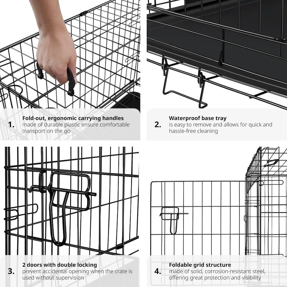 image 1 of Dog Crate Luna - foldable, robust steel mesh, double locked doors - 75.5x121.5x80.5cm