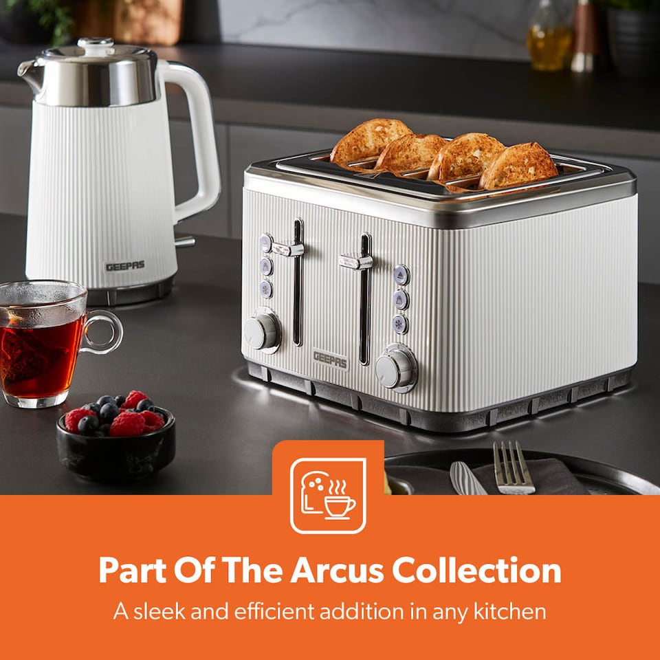 image 1 of GEEPAS 4 Slice Toaster | 1860W White