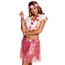 Hawaiian Flowers Deluxe Fancy Dress Set