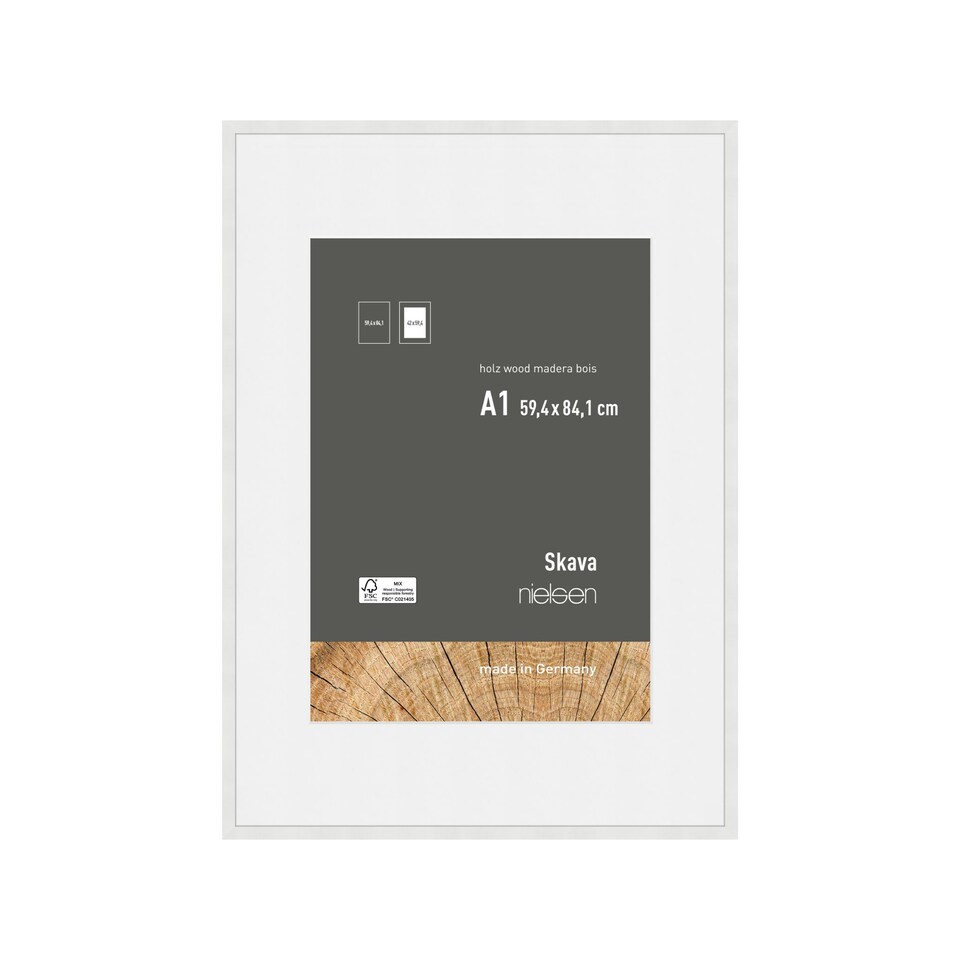 image 1 of Nielsen Skava Wooden Picture Frame with White Mount - Real Glass - Oak - A1 (59.4x84.1cm)