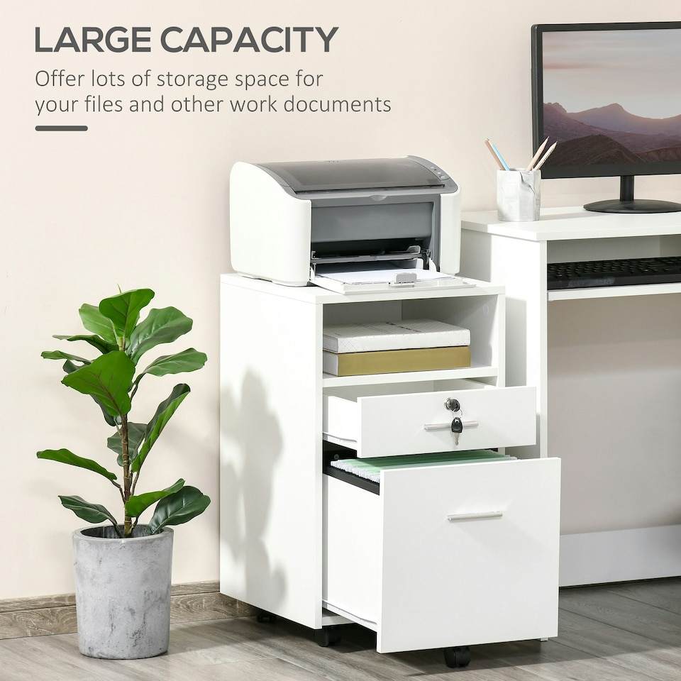 image 1 of Vinsetto Mobile File Cabinet Lockable Documents Storage w/ 5 Wheels Black