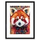 image 1 of Red Panda Portrait Mosaic Folk Art 9x7" Black Framed Wall Art Print
