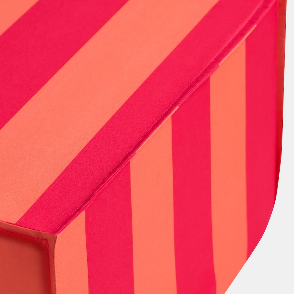 image 1 of OHS Stripe Print Garden Pouffe Outdoor Stool Footrest Table Side Chair | Multi | Orange/Pink