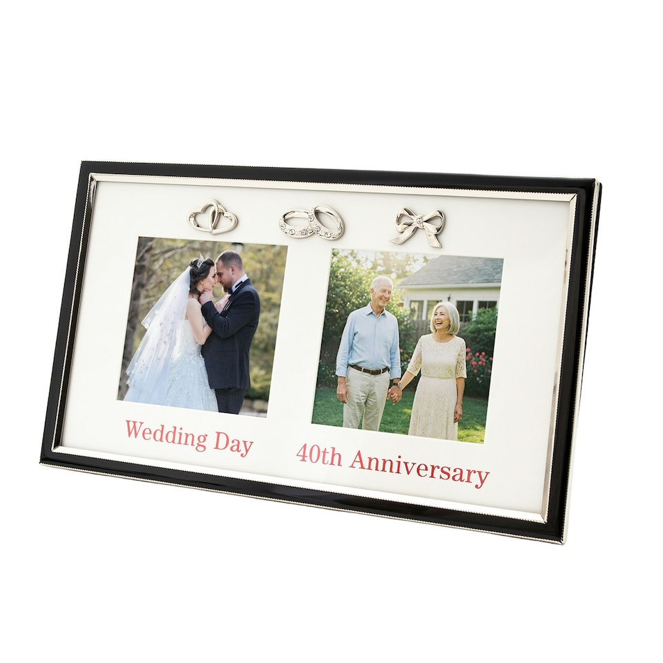 image 1 of 40th Anniversary & Wedding Frame with Silver & Black Icons Silver | One Size