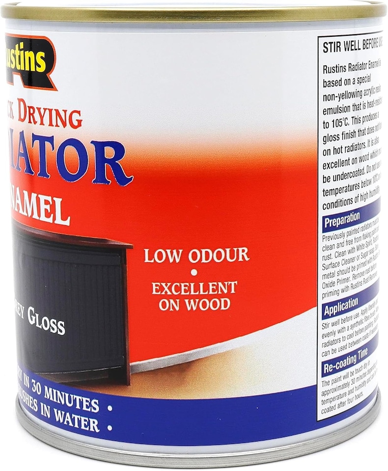 image 1 of Rustins Quick Drying Radiator Enamel Gloss - Grey 500ml | Grey | 500ml | 1
