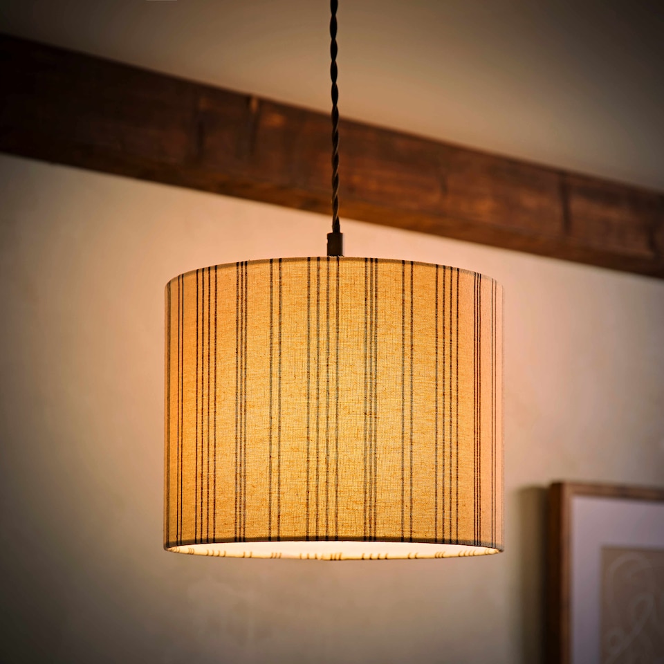 image 1 of ValueLights Hallie Natural Small Stripe Ceiling Lamp Shade & Bulb | Multi