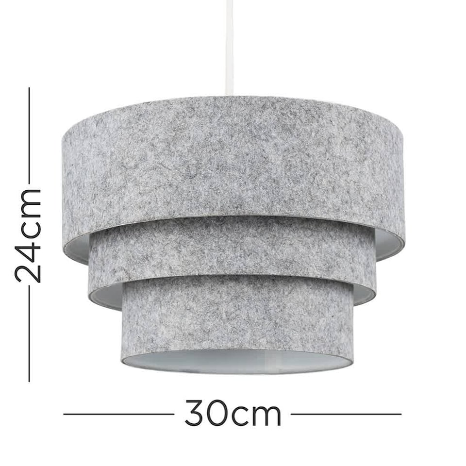 image 1 of ValueLights Aztec 3 Tier Grey Felt Ceiling Light Shade & Bulb | Grey