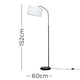 image 2 of ValueLights Curva Gloss Black Floor Lamp with Medium White Drum Shade and LED Bulb