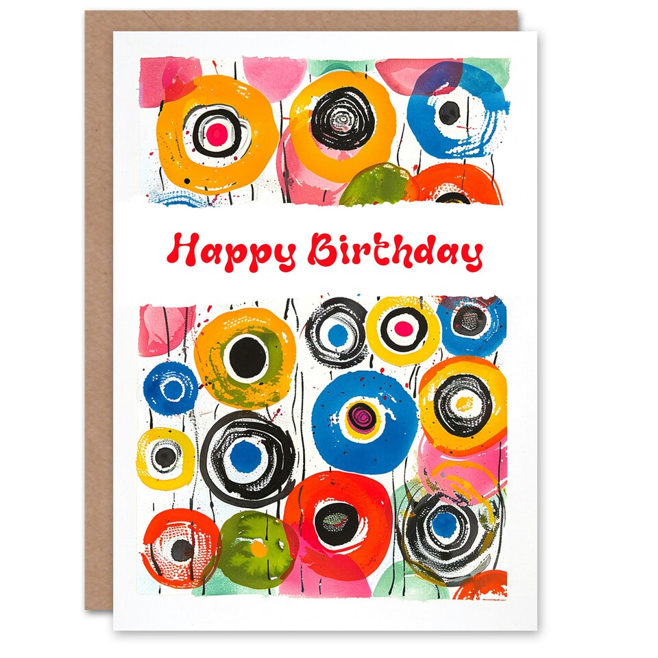 image 1 of Kandinsky Style Bright Colourful Abstract Birthday Card