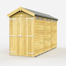 4 x 12 Feet Apex Security Shed - Double Door - Wood - L358 x W118 x H217 cm Brown