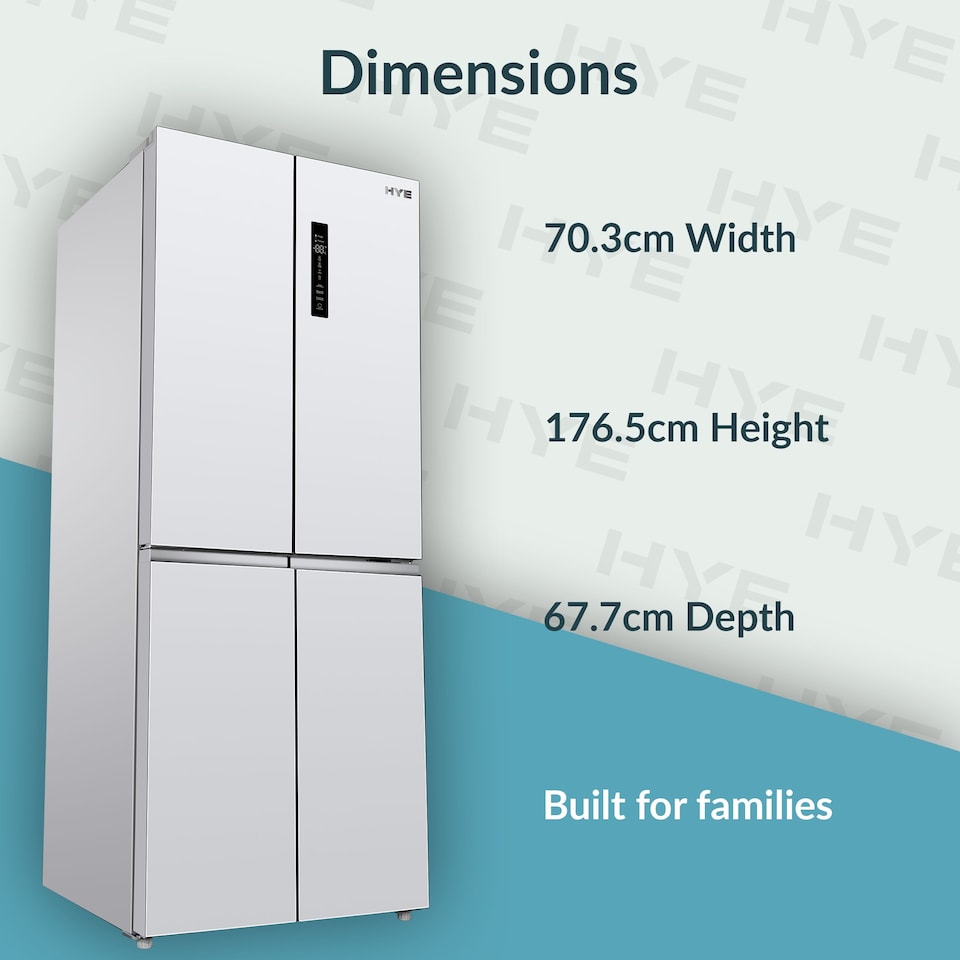 image 1 of HYE 394 Litre No Frost Cross Door American Fridge Freezer, 70cm, White - RF01AMCD394W07