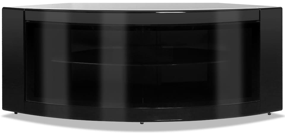 image 1 of Centurion Supports PANGEA Gloss Black Beam-Thru Curved Tru-Corner 32"-50" TV Cabinet | Black | 1