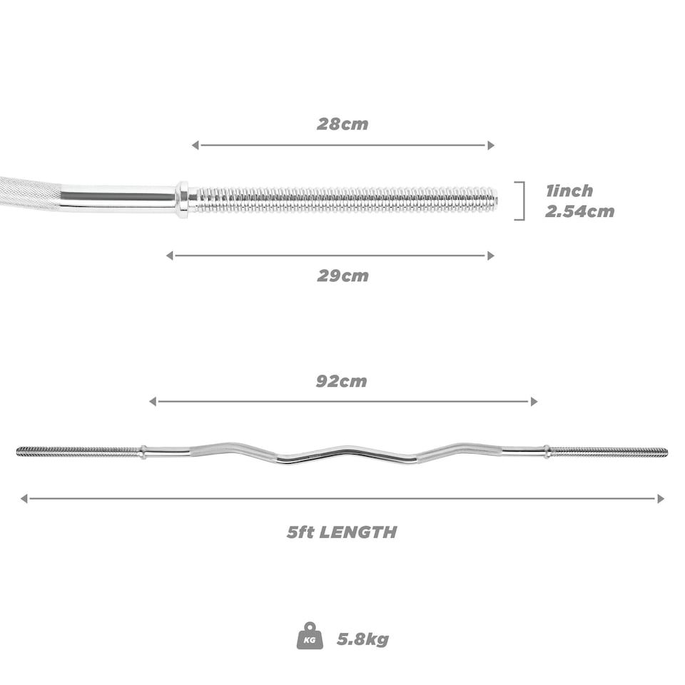 image 1 of Phoenix Fitness Curved Barbell Bar - 5ft (Standard 1")