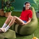 image 6 of Icon Dalton Adults High Back Indoor Outdoor Bean Bag Chair & Footstool Pouffe, Khaki