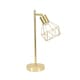 image 4 of ValueLights Angus Adjustable Brushed Gold Metal Geometric Basket Shade Table Lamp