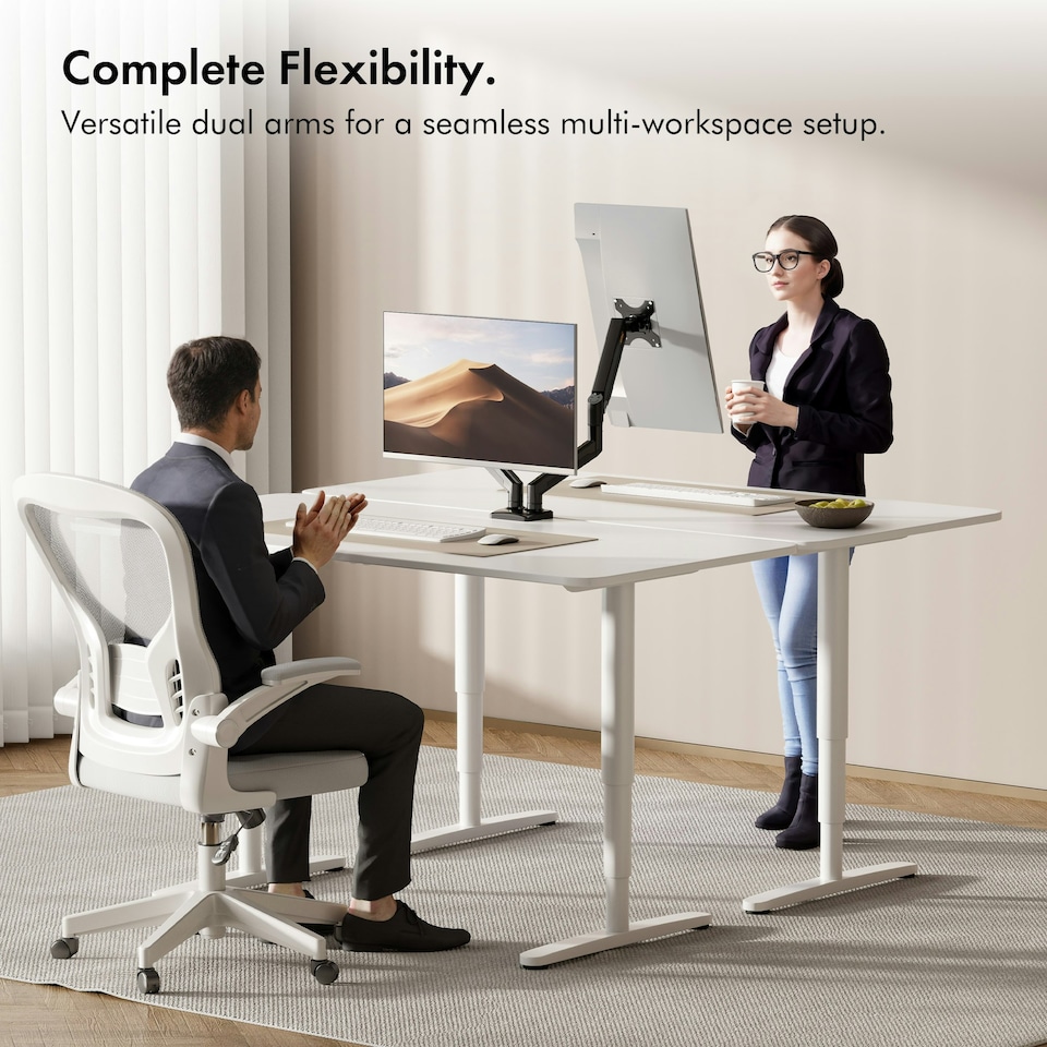 image 1 of VonHaus Gas Powered Dual Monitor Stand for 10-32" Screens