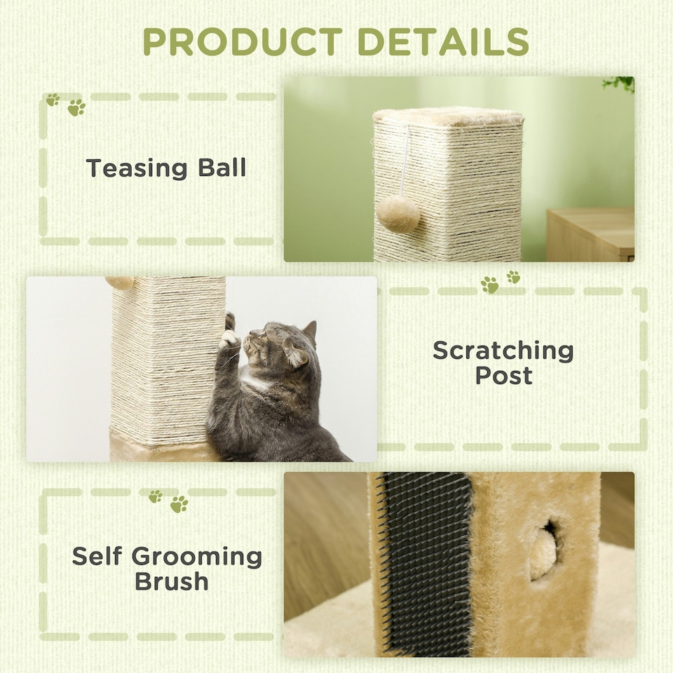 image 1 of PawHut 79cm Jute Scratcher Climber with Toy, Self Grooming Brush, Beige