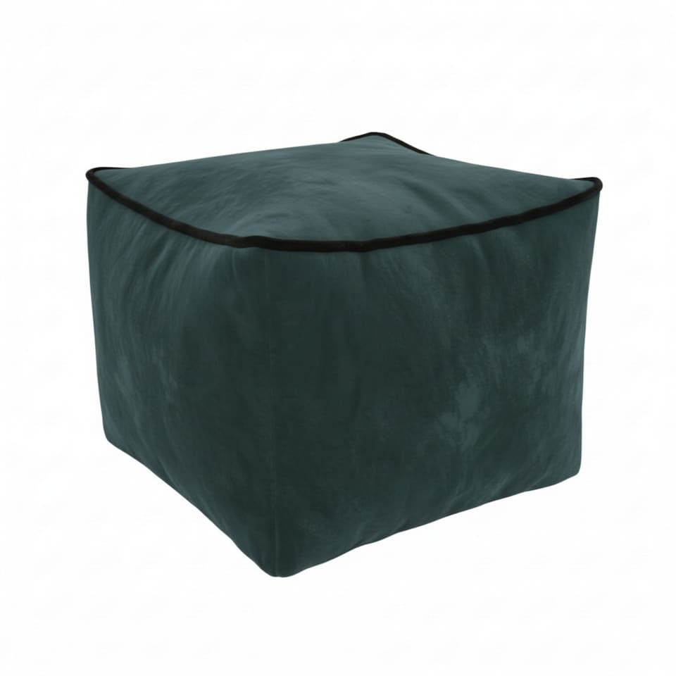 image 1 of Luxury Velvet Cube Bean Bag Ottoman Soft Plush Velvet Stool Pouffe | Blue | Teal