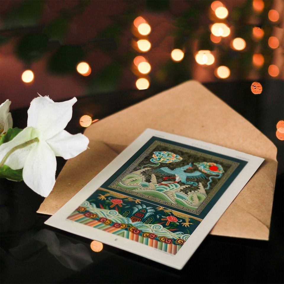 image 1 of Albert Racine Art Card Chinese Patterns with Birds