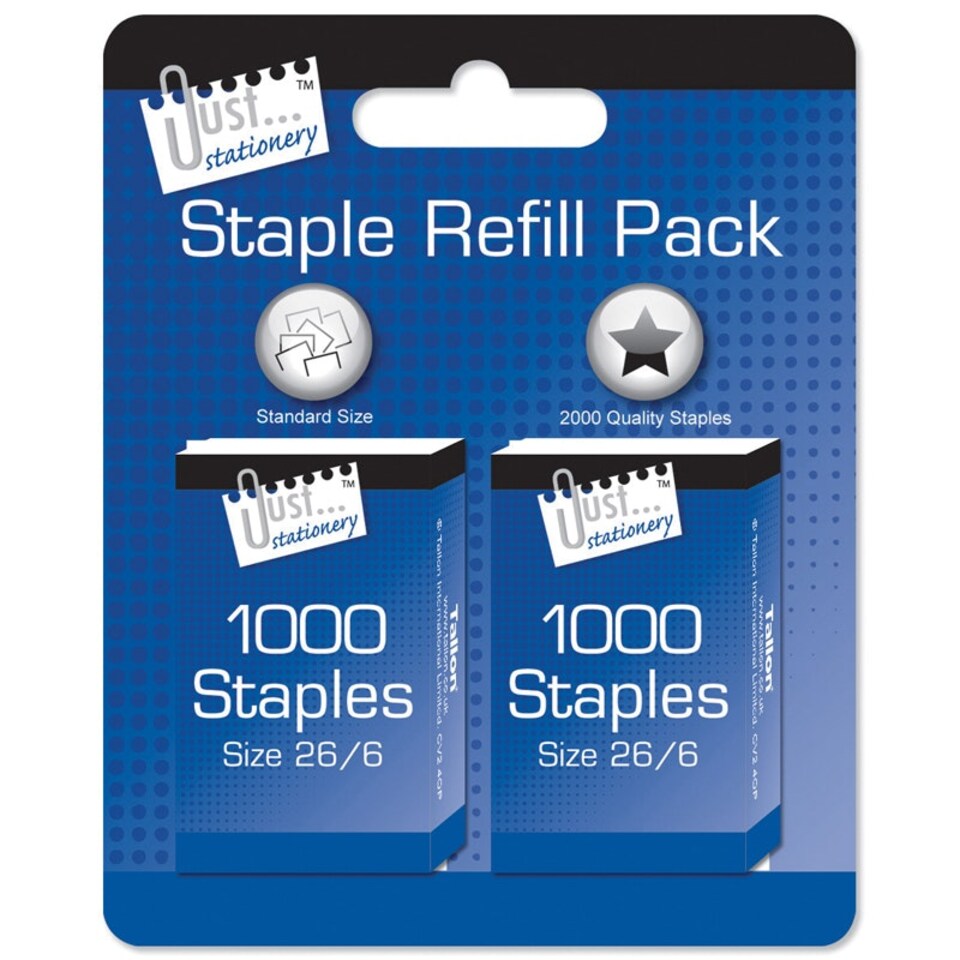 image 1 of Just Stationery 2 x 1000 No 26 Staples