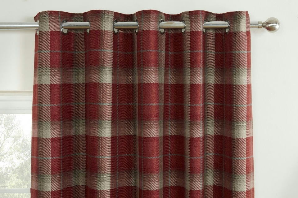 image 1 of Carnoustie Eyelet Blackout Curtains - Red - 117cm x 183cm