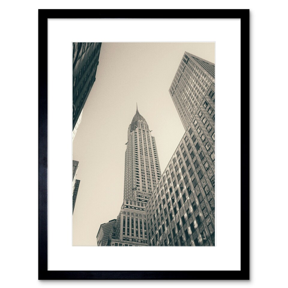 image 1 of Lextrait Chrysler Building New York City 9x7" Black Framed Wall Art Print
