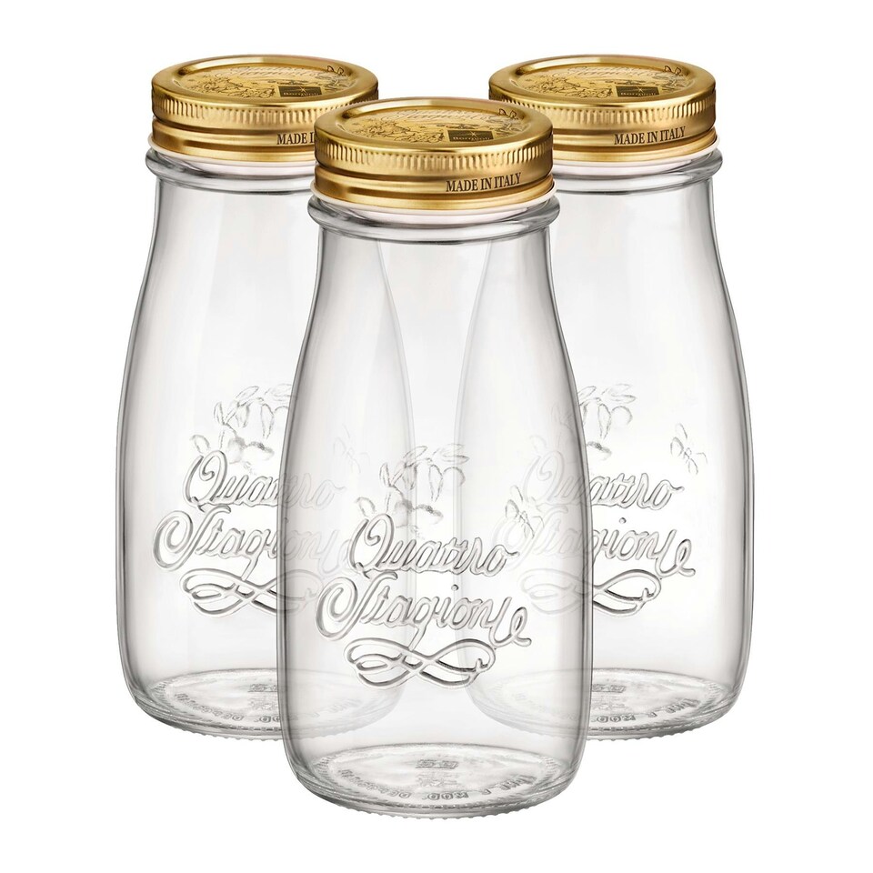 image 1 of Bormioli Rocco Quattro Stagioni Glass Bottles with Screw Top Lid - 400ml - Pack of 3 Clear | One Size