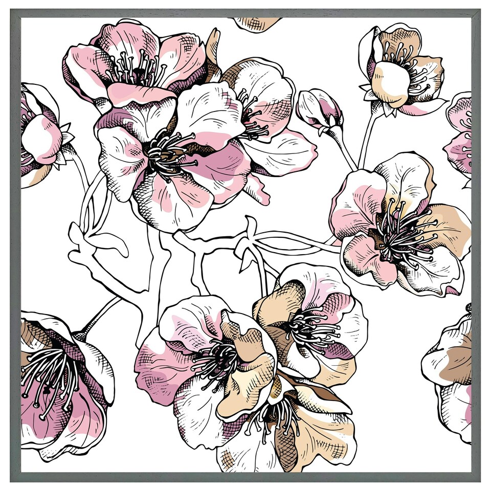 image 1 of Flower illustration (Picture Frame) Brown | Oak | M