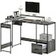 image 1 of HOMCOM L Shaped Desk, Computer Table with Liftable Desktop, Charcoal Grey Grey | Charcoal Grey