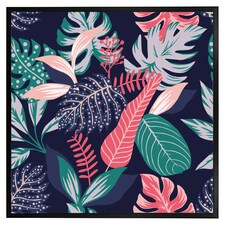 Tropical plant leaves (Picture Frame) Black | M