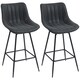 image 1 of HOMCOM Swivel Bar Stools Set of 2, PU Leather Upholstered Bar Chairs, Black | Black | Black
