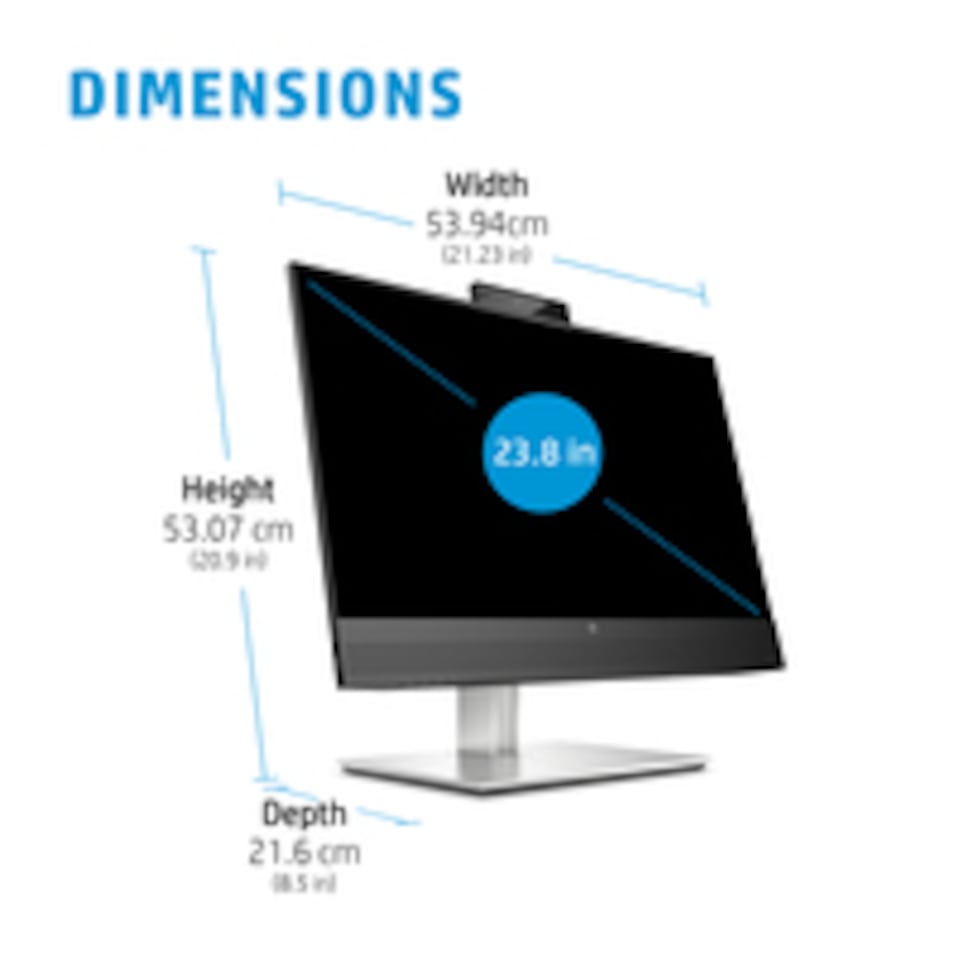 image 1 of HP E24mv G4 FHD Conferencing Monitor, 60.5 cm (23.8"), 1920 x 1080 pixels, Full HD, LCD, 5 ms, Black, Silver | Black | Black, Silver | 52.7 cm