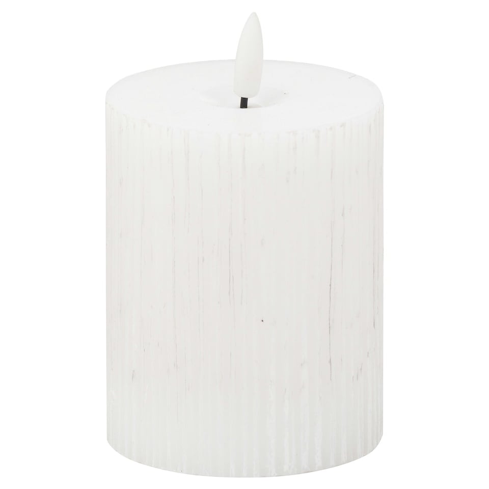 image 1 of Hill Interiors Luxe Collection Ribbed Natural Glow Electric Candle - White - 23cm x 9cm x 9cm White